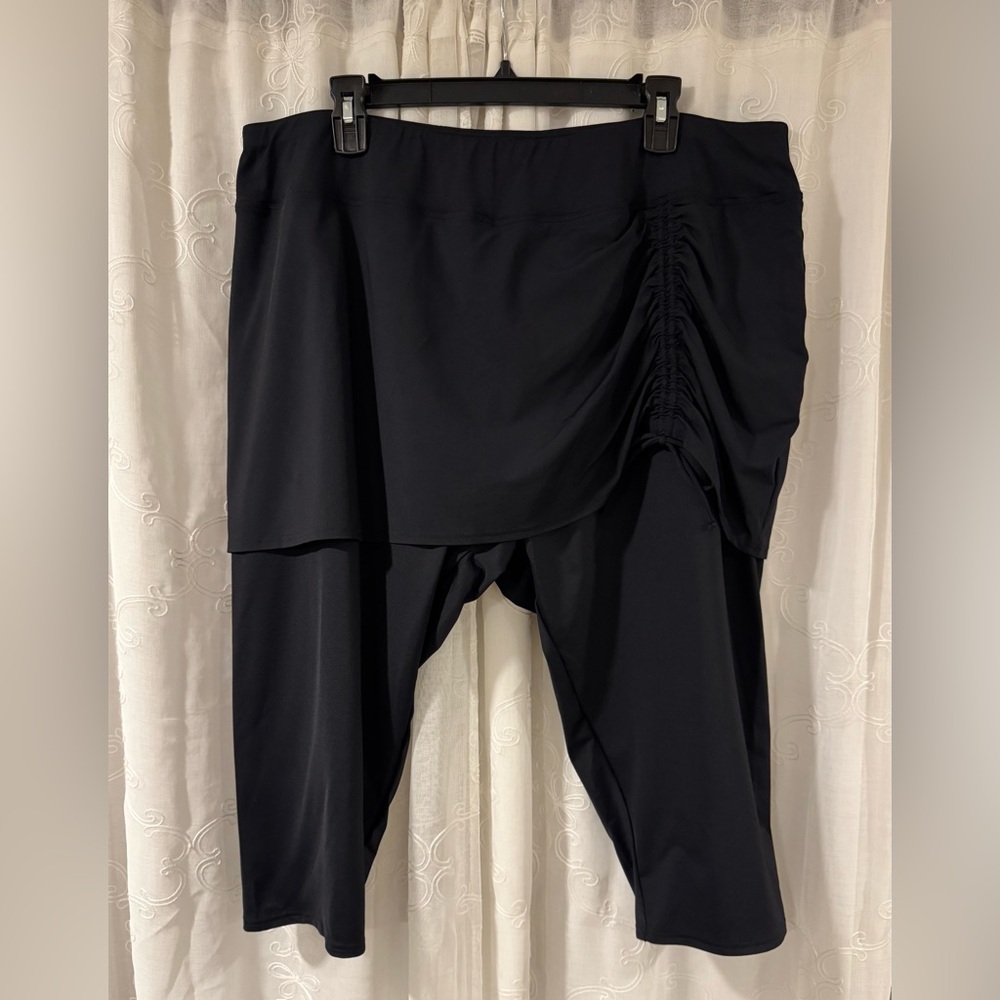Lands End Women’s Plus Size 2X Black Swim Legging Skirt Bottom Modest Cover Up